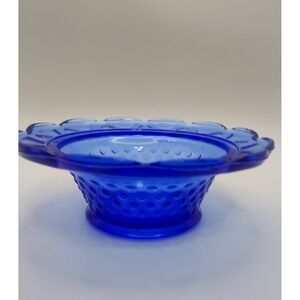 Cobalt Blue Glass‎ Candy Dish Bowl Hobnail Pattern Scalloped Edge Small